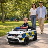 Homcom Masina Politie 12V pentru Copii – Telecomanda, Sirena & Lumini Realiste(m-12)
