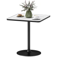 HOMCOM Eettafel, 70 x 70 cm vierkante keukentafel voor 4 personen met marmerlook voor keuken wit(m-10)