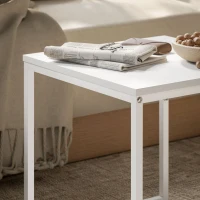 HOMCOM Moderne salontafel, Set van 2 bijzettafels, Voor kleine ruimtes, Vierkant, MDF, Metaal, Wit(m-9)