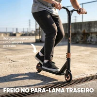 SPORTNOW Trotinete Acrobática com Guiador 360° Rolamentos ABEC-9 Rodas de PU de 120 mm Estrutura de Alumínio 66x47x81 cm Dourado(m-7)