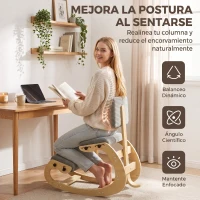 HOMCOM Silla de Rodillas Ergonómica con Respaldo Apoyo para Rodillas y Tapizado de Pana Gris(m-4)