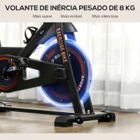 HOMCOM Bicicleta Estática com Resistência Ajustável Volante de Inércia de 8 kg Ecrã LCD Guiador e Assento Ajustável 103x53x100-114 cm Preto e Vermelho(m-7)