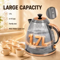 HOMCOM Czajnik, 2200W, okienko, filtr, szybkie gotowanie, szary(m-5)
