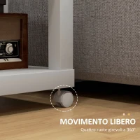 HOMCOM Tavolino da Soggiorno con Rotelle e Mensola Aperta, per Divano, Camera da Letto o Soggiorno, 40x40x40 cm, Legno Naturale e Bianco(m-5)