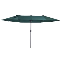 Outsunny parasol met zwengel tuinparasol dubbele marktparasol 460 x 270 cm donkergroen(m-1)