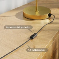 HOMCOM Tafellamp Tafelverlichting met warm LED-licht, metalen voet, amberkleurige glazen kap, Ø23 x 40H cm, Goud(m-5)