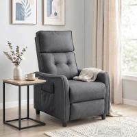 HOMCOM Poltrona de Massagem Reclinável com Apoio para Pés 2 Zonas de Massagem Assento com Molas Bolsos Estofado em Linho Cinzento(m-10)