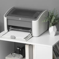 Vinsetto Armário para Impressora Móvel Auxiliar de Escritório com Rodas e Prateleiras Abertas Carga Máxima 30kg 60x40x75,8cm Branco(m-7)