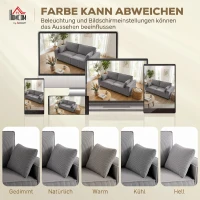 HOMCOM 218 cm 3-Sitzer Sofa, modernes Cord-Sofa mit Taschenfeder-Polsterung, breiten Armlehnen und 2 Kissen, hellgrau(m-6)