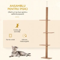 Pawhut Arbore Pisici 4 Niveluri – Fixare Reglabila la Tavan(m-4)