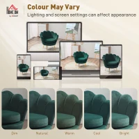 HOMCOM Fauteuil salon fauteuil en velours fauteuil coquillage avec pieds en métal doré pour chambre à coucher, vert foncé(m-9)