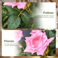 Outsunny Árvore artificial Planta Artificial em Vaso de Cimento Design Maravilhoso de Planta de Rosas 18x18x90 cm Rosa(m-4)