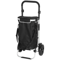 HOMCOM 3-in-1 opvouwbare boodschappentrolley 40L, belastbaar tot 25 kg, met koelvak, zwart(m-10)