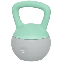 SPORTNOW Pesa Rusa 8 kg Kettlebell Relleno de Arena Metálica Mango Antideslizante para Casa 19x19x28 cm Verde y Gris(m-11)