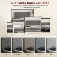 HOMCOM Hoofdeinde 3-traps hoogteverstelbaar met metalen poten fluweel-look voor slaapkamer 140x10x106/116/126 cm Grijs(m-6)