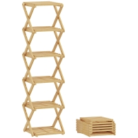 HOMCOM Schoenenrek, inklapbare schoenenstandaard met 6 niveaus van bamboe, voor max. 9 paar schoenen, 30 x 29 x 108 cm, Naturel