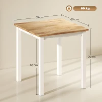 HOMCOM Eettafel van rubberhout, voor maximaal 4 personen, antislip pads, natuurlijk hout(m-3)