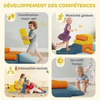 AIYAPLAY Parcours motricité bébé 9PCS, module motricité bébé en mousse avec housse amovible en revêtement velours, multicolore(m-7)