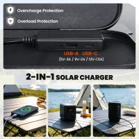 HOMCOM 100W Portable Solar Panel, Foldable Solar Charger with USB-A & USB-C Fast Charging Output, IP67 Waterproof for Mobile Phone Power Bank Flashlight Fans Camping Backpacking Hiking(m-4)