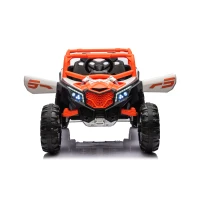 12V Veicolo elettrico per bambini, 2 posti, ammortizzazione anteriore/posteriore e funzione a dondolo, 111x70x63 cm, bianco+arancione chiaro(m-13)