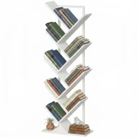 HOMCOM 9-laags boomvormig boekenrek, vrijstaand industrieel boekenrek met stalen frame, opbergeenheid voor CD’s, DVD’s, wit(m-13)