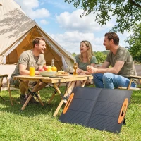 HOMCOM 100W Portable Solar Panel, Foldable Solar Charger with USB-A & USB-C Fast Charging Output, IP67 Waterproof for Mobile Phone Power Bank Flashlight Fans Camping Backpacking Hiking(m-2)