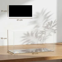 PawHut Acuario de Pecera 51 L Pecera de Cristal con Alfombrilla Protectora para Peces Camarones y Tortugas Transparente(m-3)