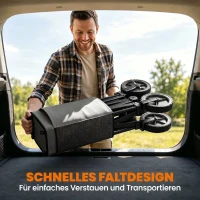 Outsunny Bollerwagen, klappbar, 5 Seitentaschen, einziehbare Griff, bis 120 kg, Stahl, dunkelgrau, 100 x 55 x 93 cm(m-5)