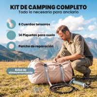 Outsunny Tienda de Campaña Inflable con Apertura de Chimenea y Claraboya Bomba Bolsa UPF30+ para 4 Estaciones Impermeable 5000+(m-10)