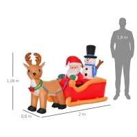 HOMCOM opblaasbare kerstman slee sneeuwpop(m-3)