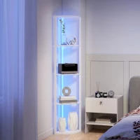 HOMCOM Lampă LED de podea 5 trepte reglabilă cu poliță, schimbare RGB, telecomandă(m-5)