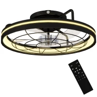 HOMCOM Plafondventilator met licht en afstandsbediening, 48 cm LED-plafondventilator met 3 kleurtemperaturen, 6 snelheden, timer, zwart(m-10)