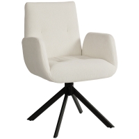 HOMCOM Gepolsterde fauteuil, accentfauteuil, modern design, draaibaar, tot 120 kg, crèmewit