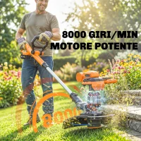 Outsunny Decespugliatore Regolabile a Batteria con Protezione, in ABS e Alluminio, 93x31x18.5 cm, Arancione(m-5)