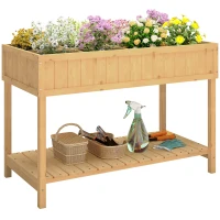 Outsunny Huerto Urbano de Madera Mesa de Cultivo con Estante Inferior Jardinera Elevada para Cultivo 110x46x76 cm Natural(m-1)