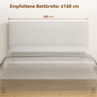 HOMCOM Wandgemonteerd hoofdbord, gevoerd 160 x 10 x 60 cm, stofbekleding, crèmewit(m-4)