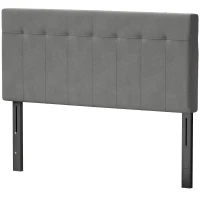 HOMCOM Hoofdeinde 3-traps hoogteverstelbaar met metalen poten fluweel-look voor slaapkamer 140x10x106/116/126 cm Grijs(m-10)