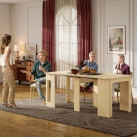 HOMCOM Eettafel, klaptafel, uitschuifbare keukentafel, eetkamertafel, spaanplaat, 60-180 x 85 x 75 cm, naturel(m-8)