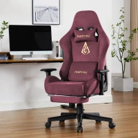 Chaise gaming avec repose-pieds, en similicuir respirant, réglable en hauteur avec vérin à gaz, pivotante, 70x70x135 cm, rouge(m-2)