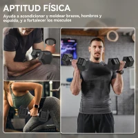 HOMCOM Set de 2 Mancuernas Hexagonales de 2 x 12,5 kg de Hierro Fundido Recubiertas en Goma para Entrenamiento en Casa Gimnasio(m-7)