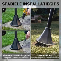Outsunny zonne-tuinlantaarn met 3 vlammen zonnelantaarn 120 lumen roestvrij staal(m-8)