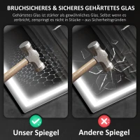 HOMCOM LED Badkamerspiegel met Verlichting, Anti-condensfunctie, 3 Verstelbare Kleurtemperaturen, Klok, 60 x 80 cm, Zilver(m-8)