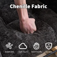 Fauteuil à bascule pour chambre d'enfant, coussin gonflable réglable, poche latérale intégrée & repose-pieds, 64x91x85 cm, Noir(m-7)