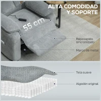 HOMCOM Sillón Relax Reclinable Eléctrico Motor Silencioso 2 Posiciones Memoria Reposapiés Reposacabezas Puerto USB y Bolsillos(m-5)