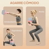 SPORTNOW Pesa Rusa 8 kg Kettlebell Relleno de Arena Metálica y Mango Antideslizante para Entrenamiento en Casa 19x19x28 cm Rosa(m-5)