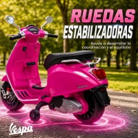 AIYAPLAY Moto Eléctrica para Niños de +3 Años con Licencia Vespa con USB MP3 Luz LED Radio FM Velocidad 3 km/h Carga 35kg Rosa(m-6)
