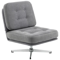 HOMCOM Draaibare Accentstoel, Gestoffeerde Leesstoel met Chenille, Brede Zitting, Pocketvering en Metalen Poten, Lichtgrijs(m-10)