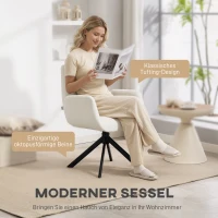 HOMCOM Gepolsterde fauteuil, accentfauteuil, modern design, draaibaar, tot 120 kg, crèmewit(m-4)