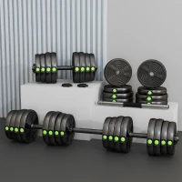 SPORTNOW Kit de Halteres 30 kg 2 em 1 Jogo de Pesos com Barra de Pesos Pega Antiderrapante para Treino de Força  Preto e Verde(m-8)