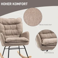 HOMCOM Schommelstoel met Brede Zit en Hoge Rugleuning, Frame van Beukenhout, tot 120 kg, Bruin(m-6)
